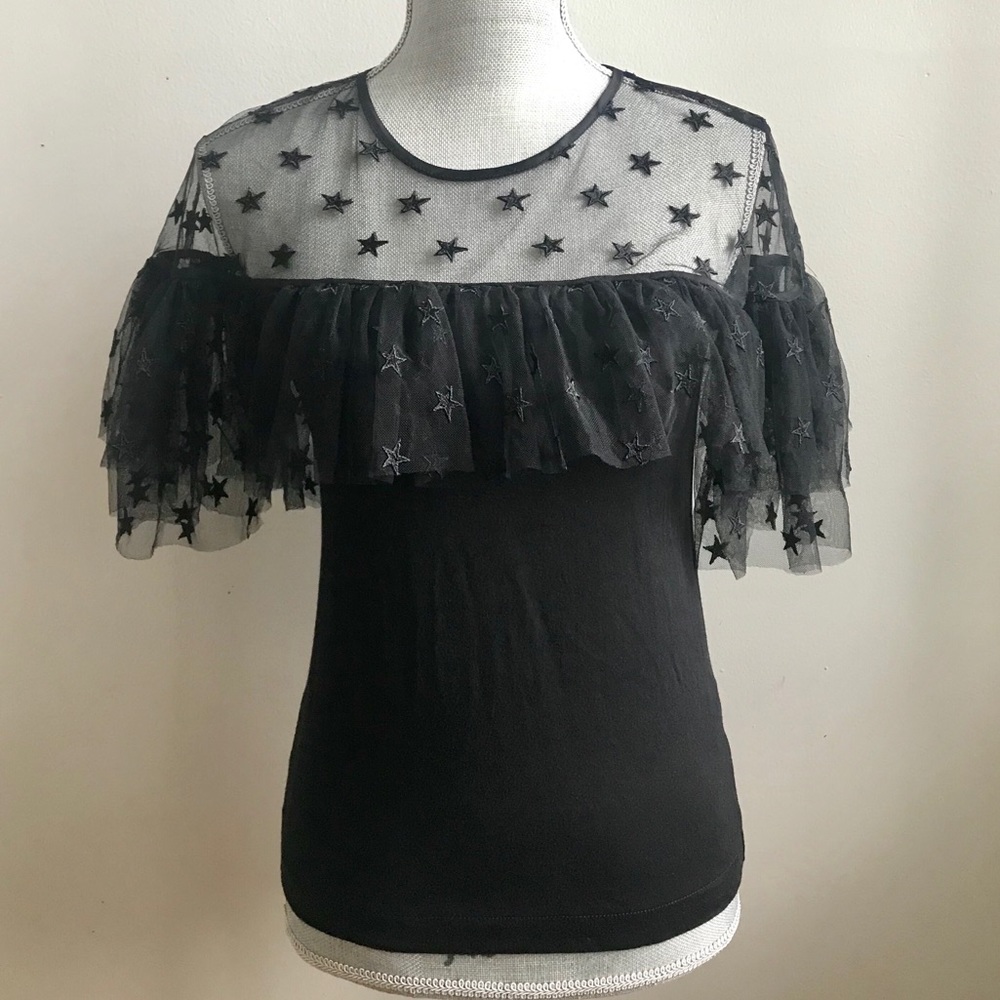 JCREW Mesh Star Knit Top Sz XS
